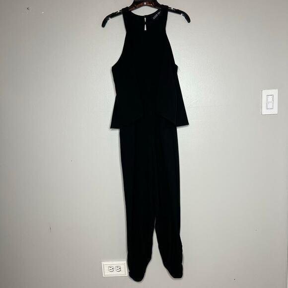 Design Lab Women's Black Jumpsuit Size Large Sleeveless Layered Pockets Flowy - Picture 1 of 10